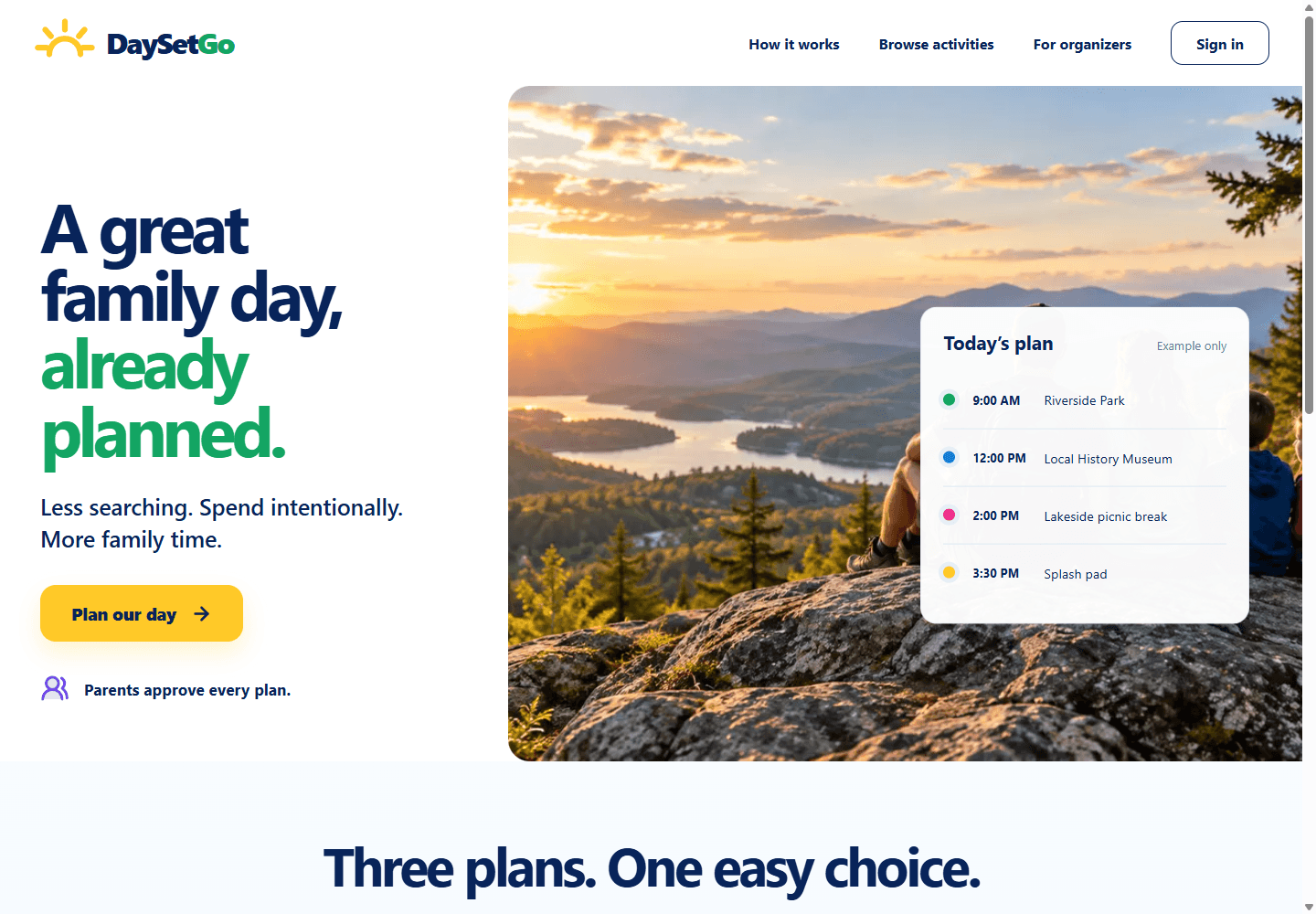 DaySetGo home screen preview